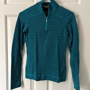 Smartwool Blue-Green Chevron Quarter-Zip Pullover